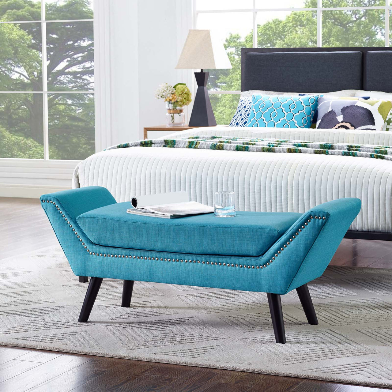 Verlane Fabric Bench, Caspian Blue