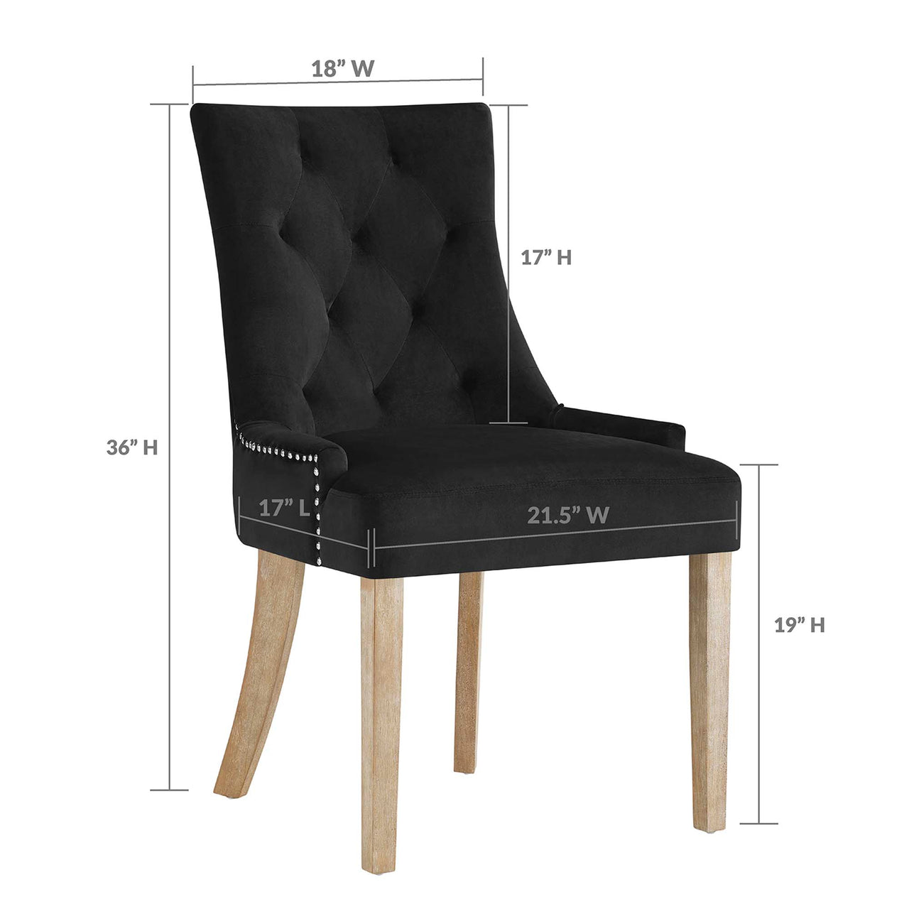 Queensridge Velvet Dining Chair, Black