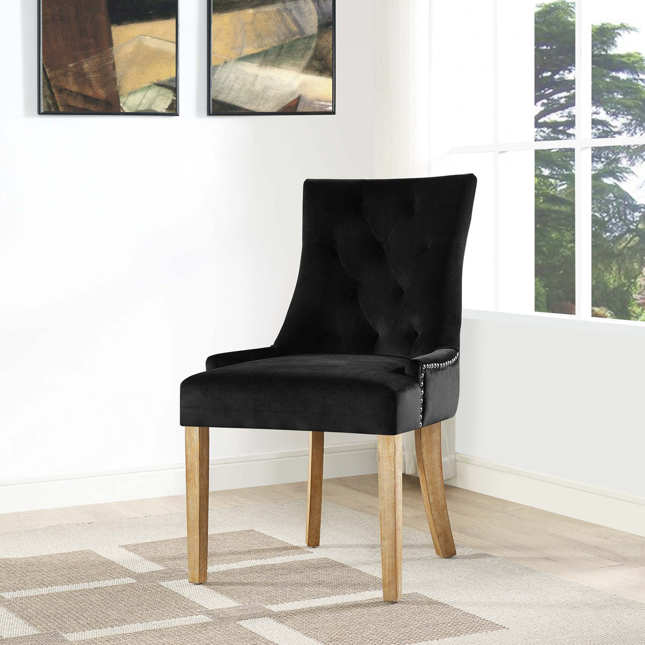 Queensridge Velvet Dining Chair Set of 4, Black