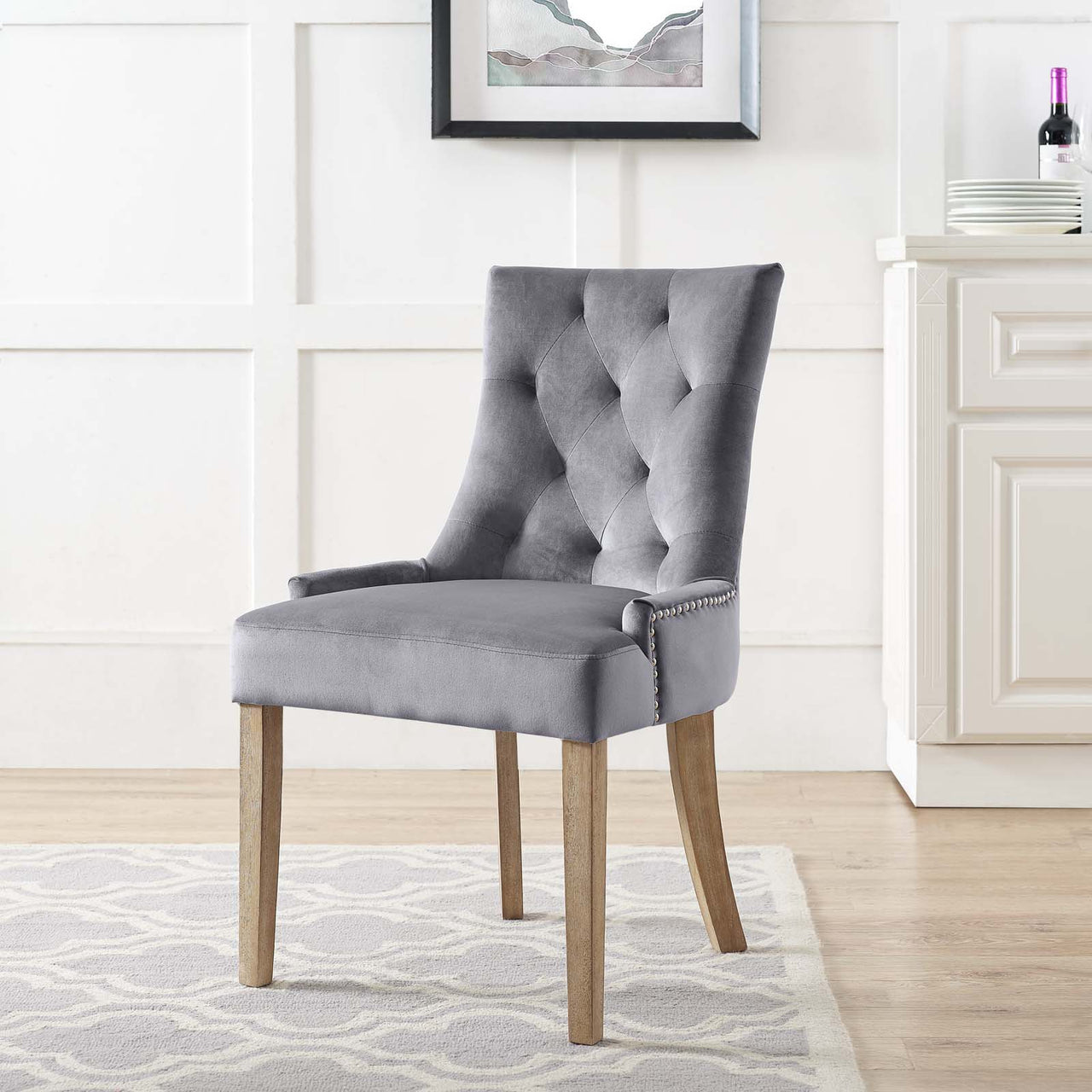 Queensridge Velvet Dining Chair Set of 4, Gray
