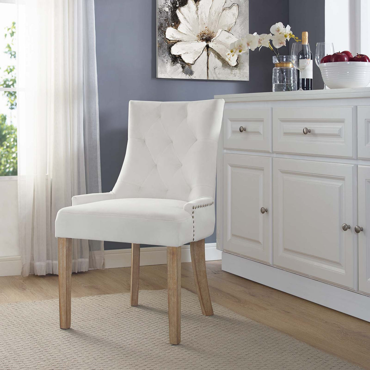 Queensridge Velvet Dining Chair Set of 4, Ivory