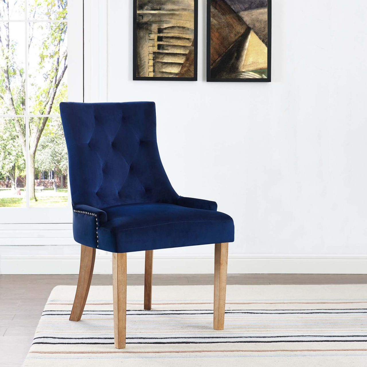 Queensridge Velvet Dining Chair, Navy