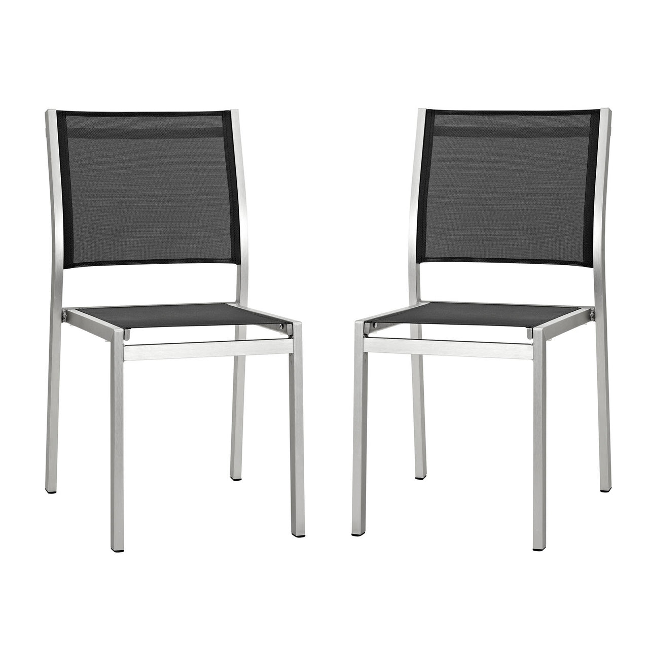 Shorea Alfresco Side Chair Set of 2, Silver & Black