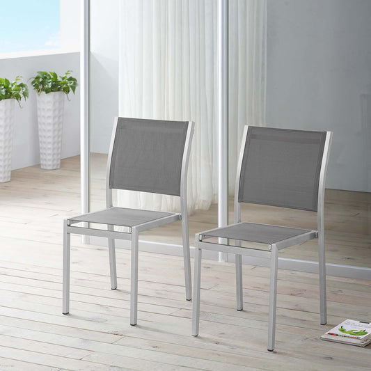 Shorea Alfresco Side Chair Set of 2, Silver & Gray