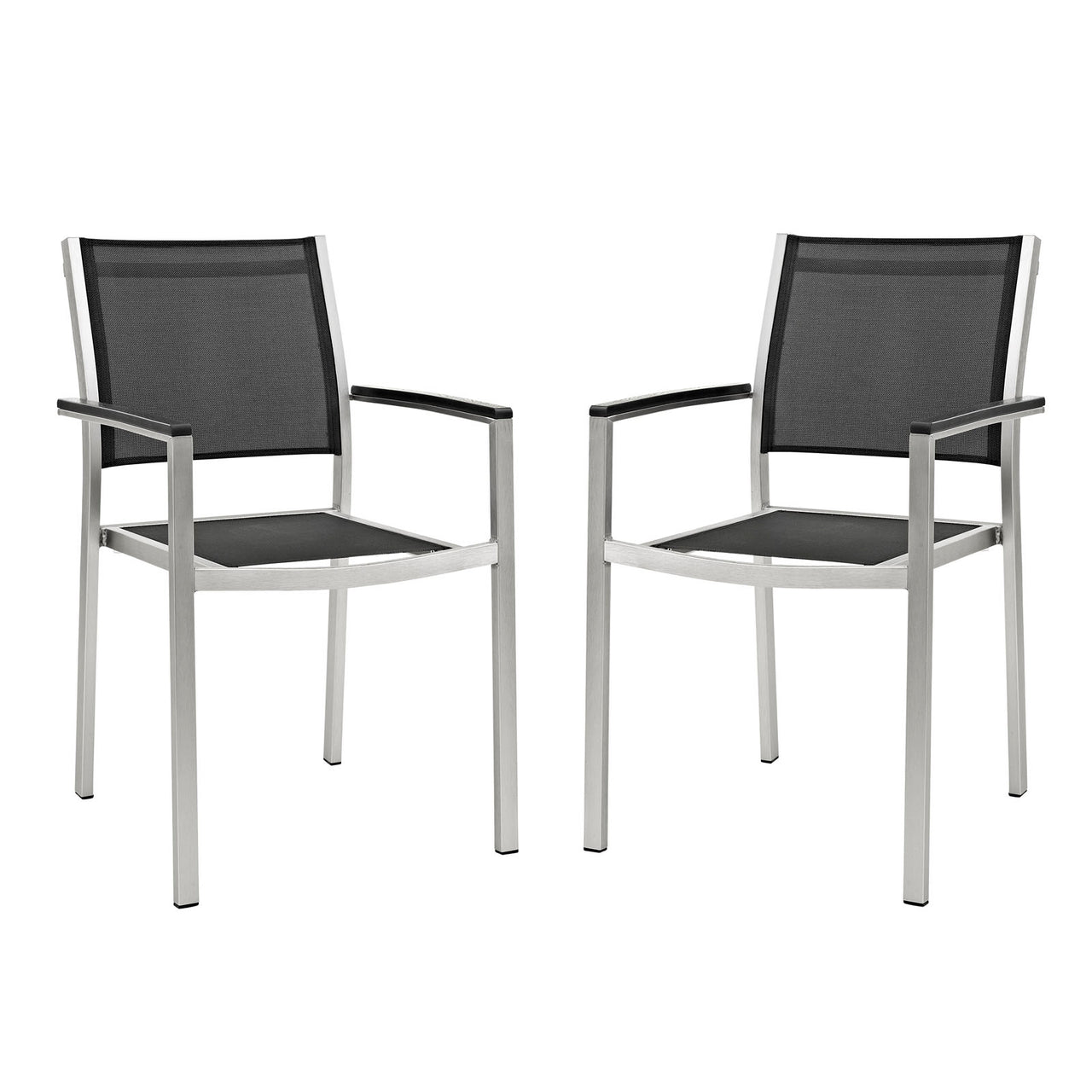 Shorea Alfresco Dining Chair Set of 2, Silver & Black