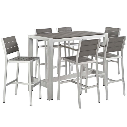 Shorea 7-Piece Alfresco Dining Set, Silver & Gray