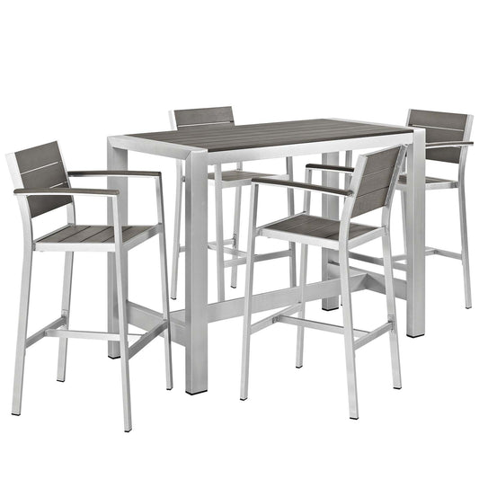 Shorea 5-Piece Alfresco Dining Set, Silver & Gray