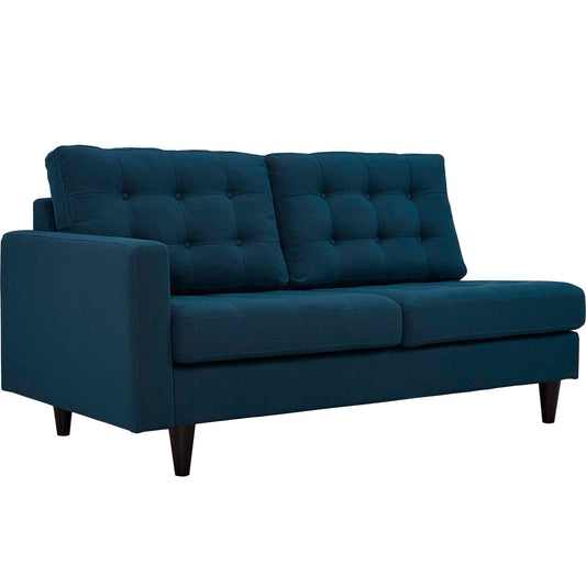 Dynasty Left-Facing Fabric Loveseat | Modular Sectional Component, Azure