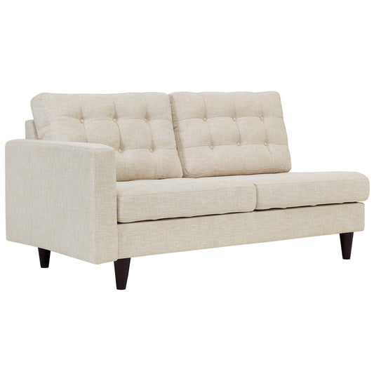 Dynasty Left-Facing Fabric Loveseat | Modular Sectional Component, Beige