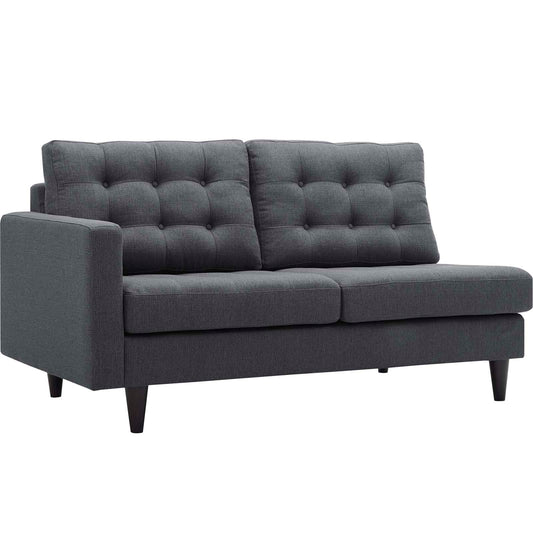 Dynasty Left-Facing Fabric Loveseat | Modular Sectional Component, Gray