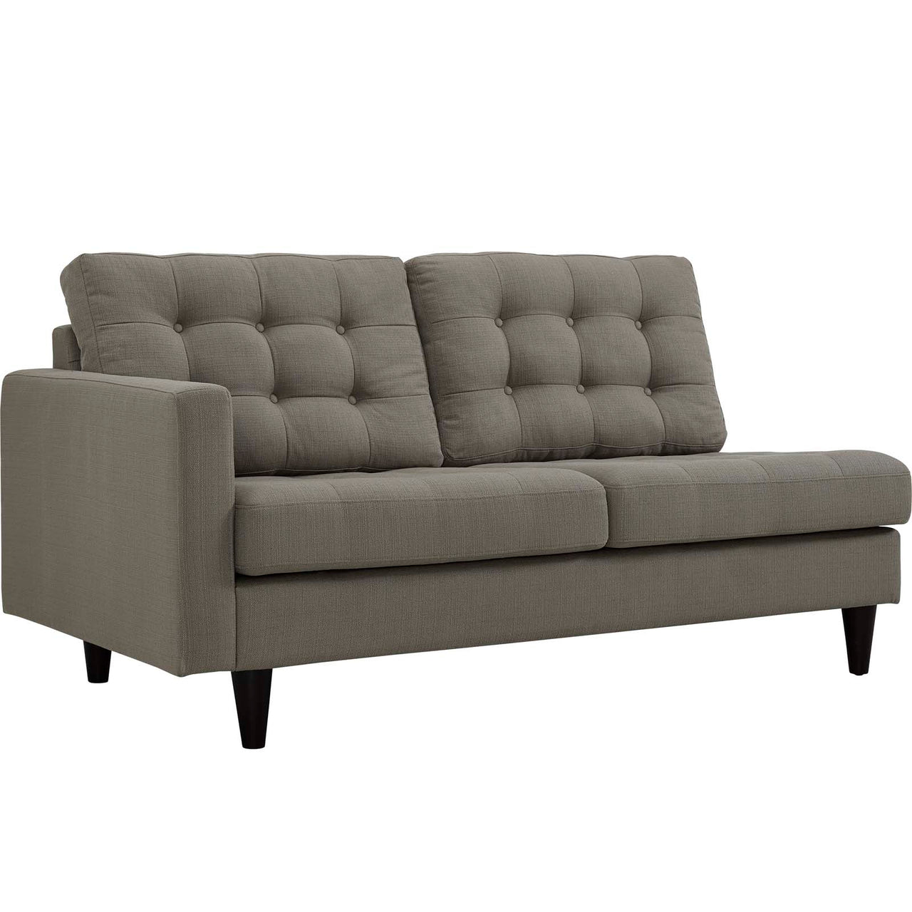 Dynasty Left-Facing Fabric Loveseat | Modular Sectional Component, Granite