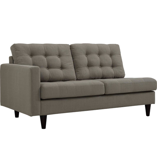 Dynasty Left-Facing Fabric Loveseat | Modular Sectional Component, Granite
