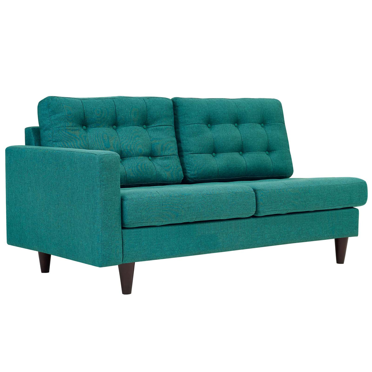 Dynasty Left-Facing Fabric Loveseat | Modular Sectional Component, Teal