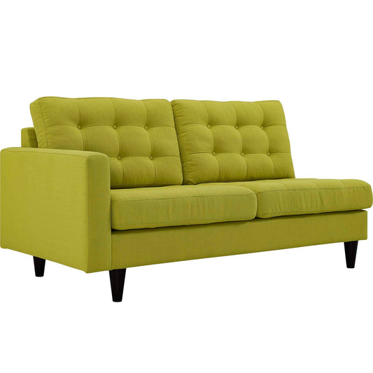 Dynasty Left-Facing Fabric Loveseat | Modular Sectional Component, Chartreuse