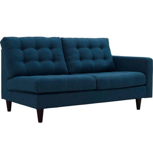 Dynasty Right-Facing Fabric Loveseat | Modular Sectional Component, Azure