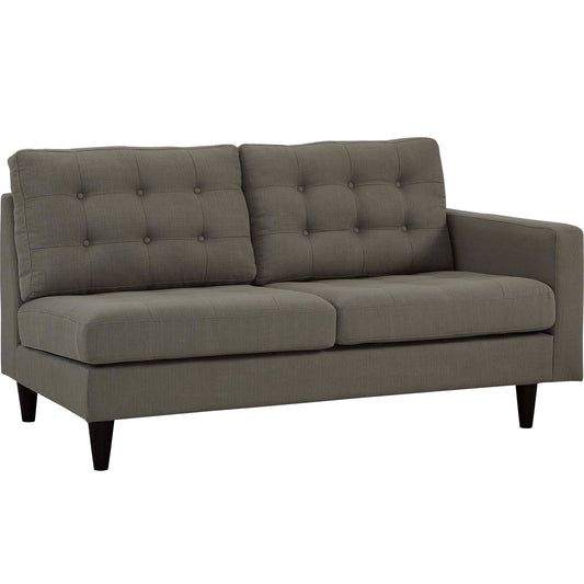 Dynasty Right-Facing Fabric Loveseat | Modular Sectional Component, Granite