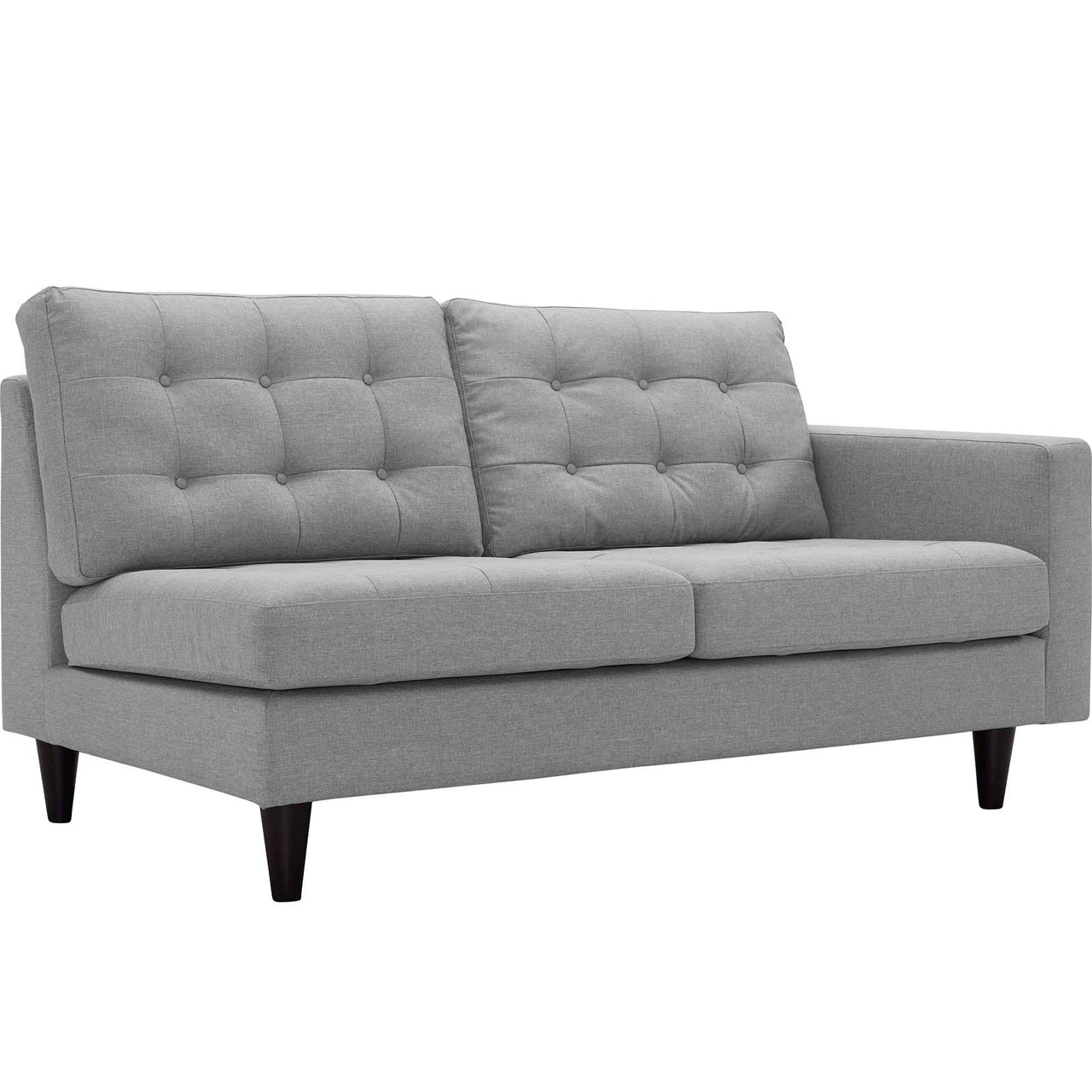 Dynasty Right-Facing Fabric Loveseat | Modular Sectional Component, Light Gray