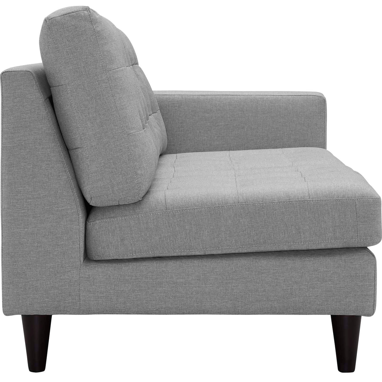 Dynasty Right-Facing Fabric Loveseat | Modular Sectional Component, Light Gray