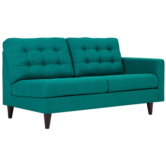 Dynasty Right-Facing Fabric Loveseat | Modular Sectional Component, Teal