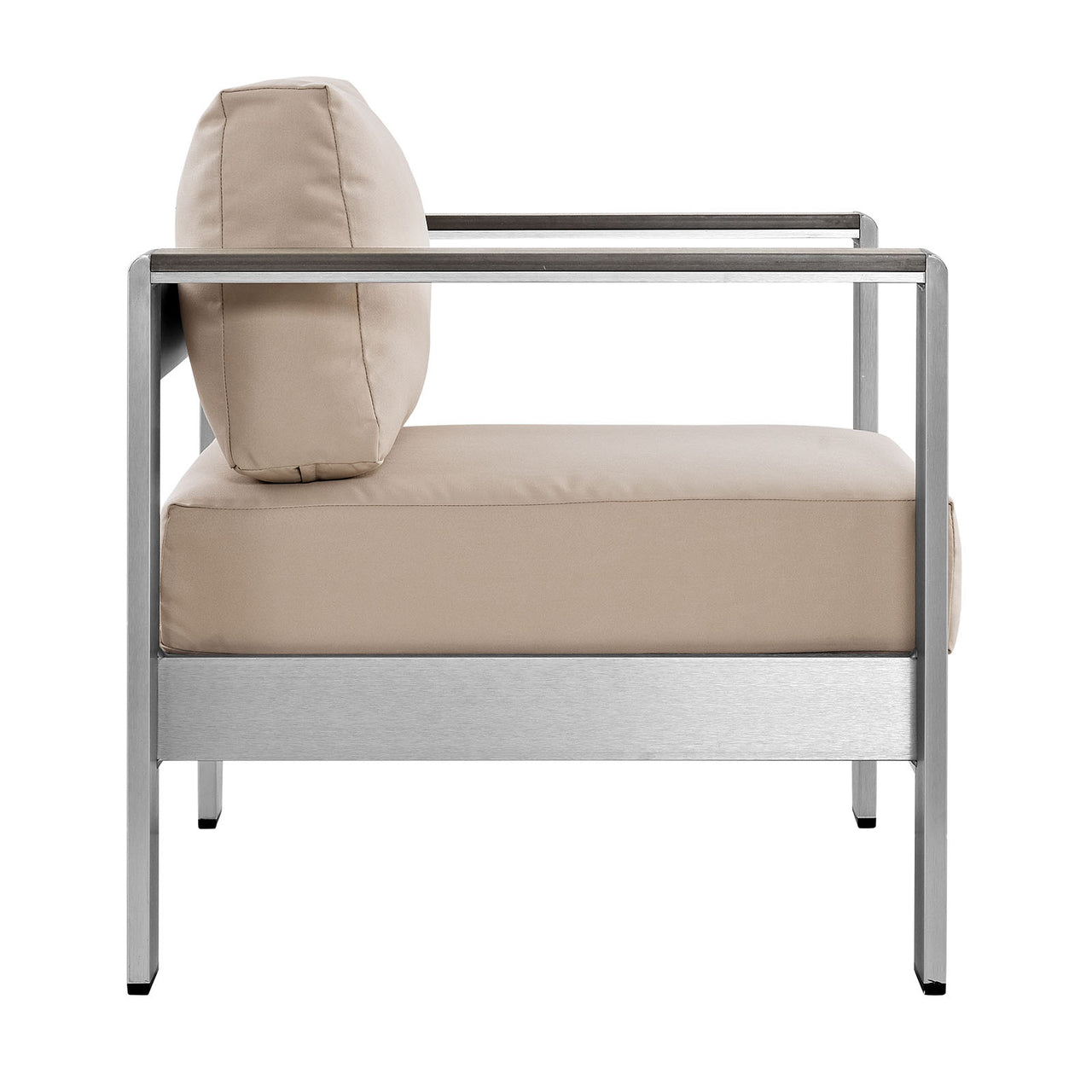 Shorea 3-Piece Alfresco Chair | Side Table Set, Silver & Beige