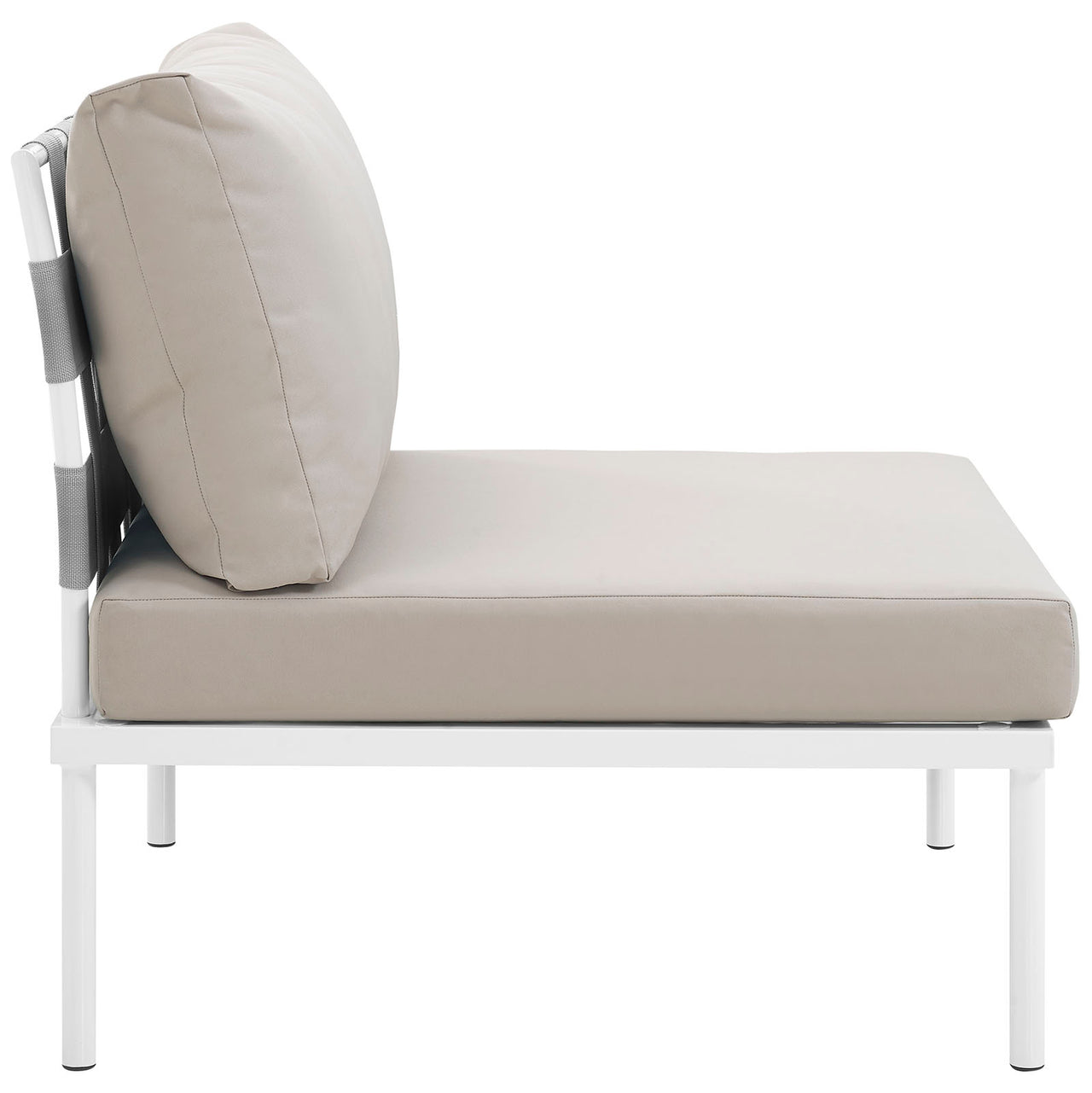 Harmonize Alfresco Armless Chair | Outdoor Modular Sectional Component, White & Beige