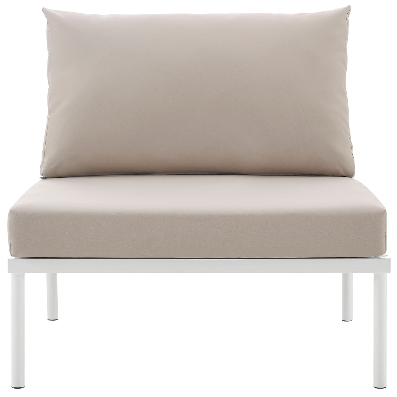 Harmonize Alfresco Armless Chair | Outdoor Modular Sectional Component, White & Beige