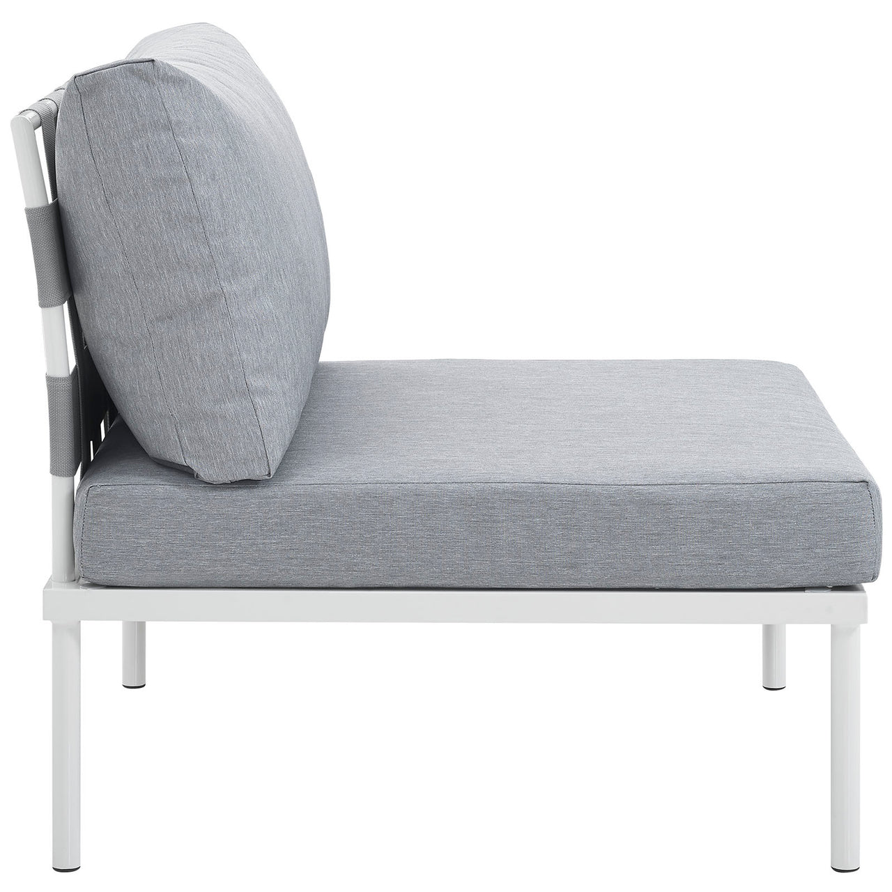 Harmonize Alfresco Armless Chair | Outdoor Modular Sectional Component, White & Gray
