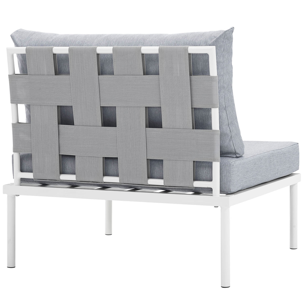 Harmonize Alfresco Armless Chair | Outdoor Modular Sectional Component, White & Gray