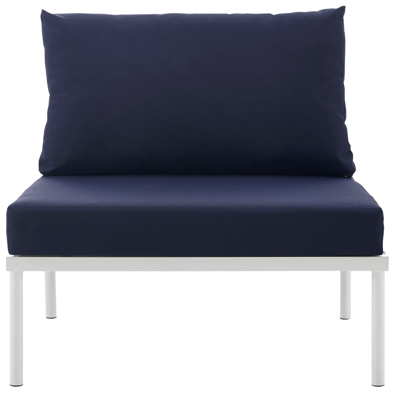 Harmonize Alfresco Armless Chair | Outdoor Modular Sectional Component, White & Navy