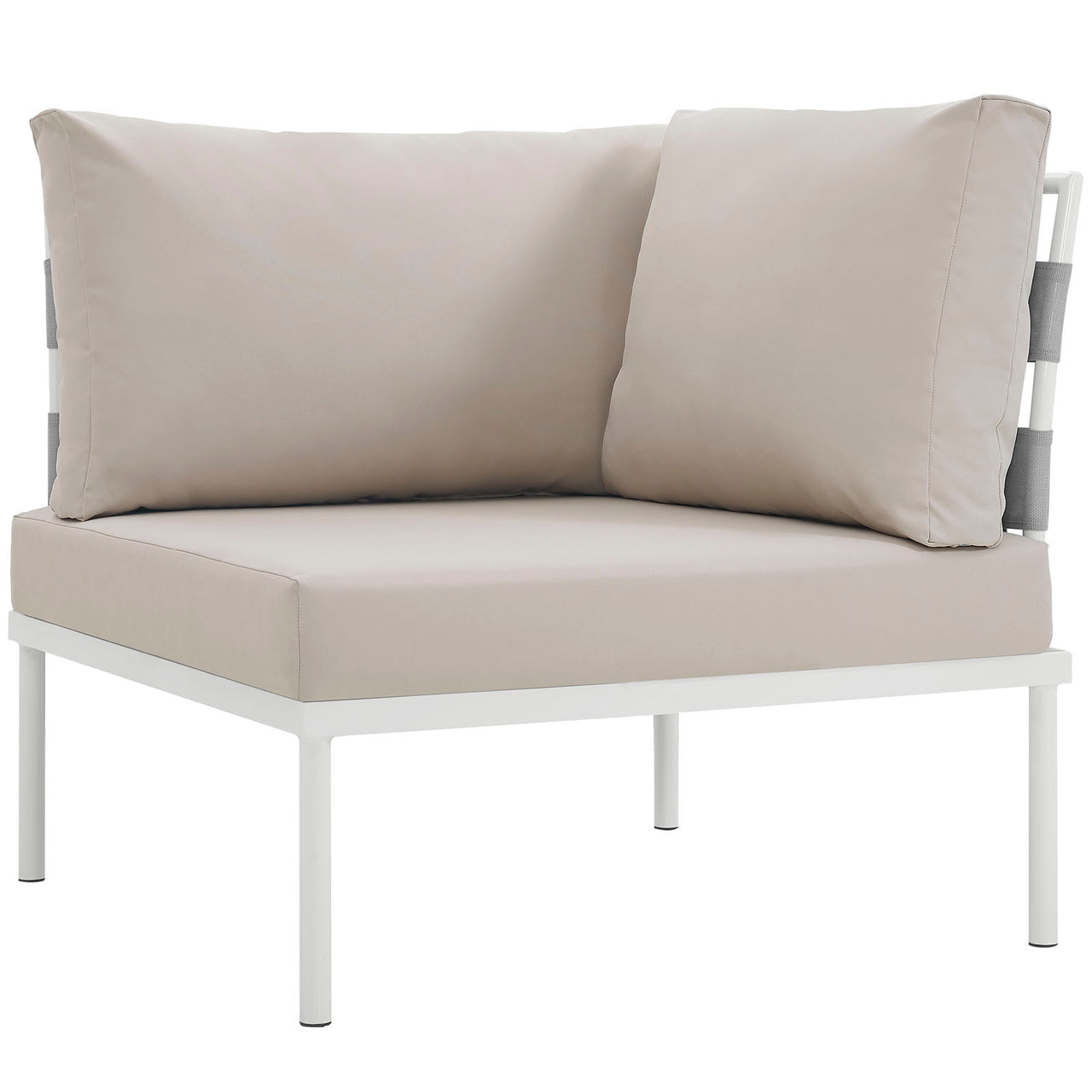 Harmonize Alfresco Corner Chair | Modular Sectional Component, White & Beige