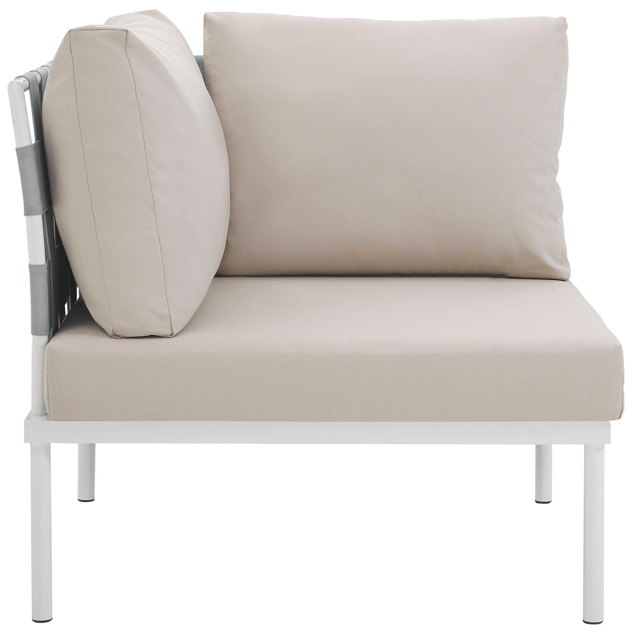 Harmonize Alfresco Corner Chair | Modular Sectional Component, White & Beige
