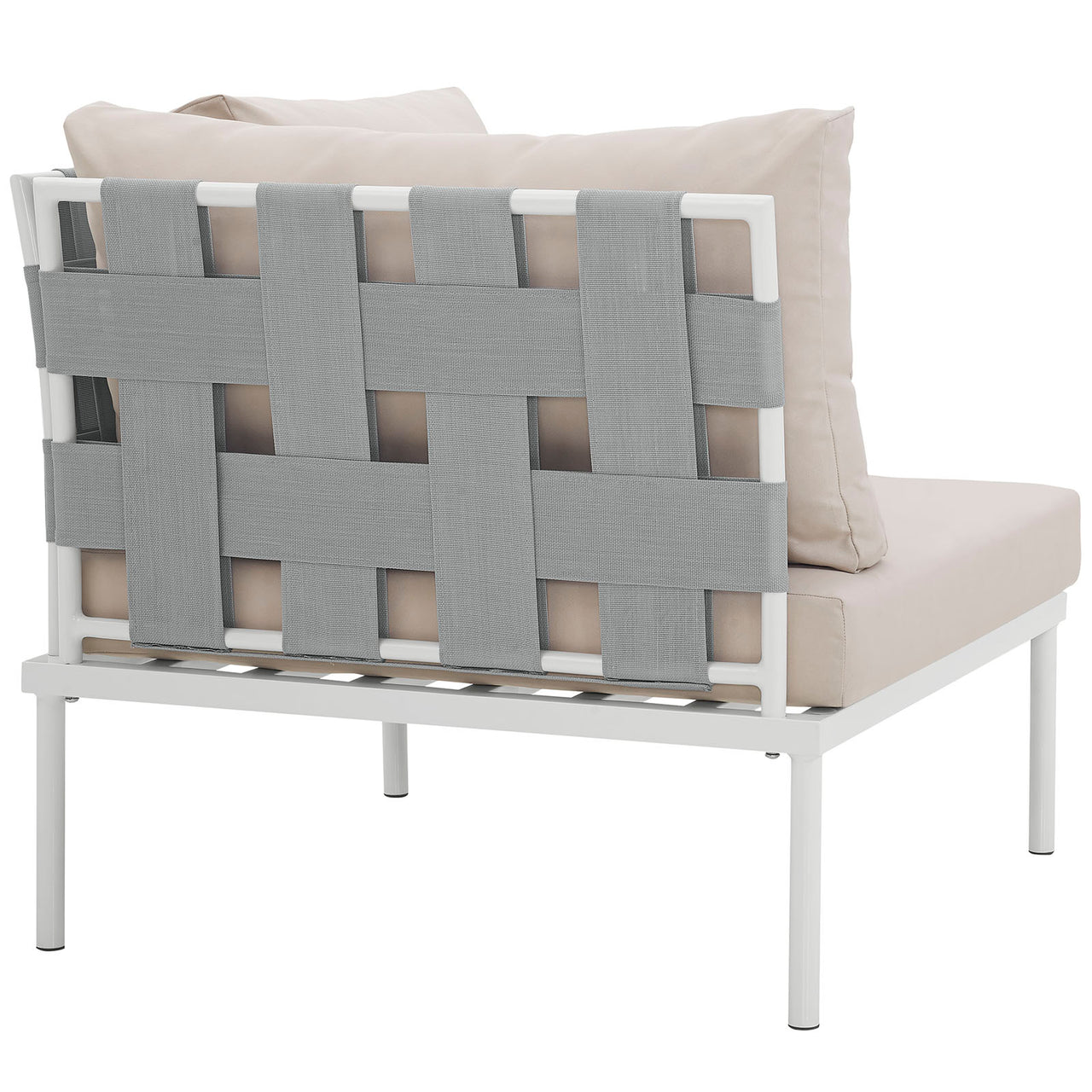 Harmonize Alfresco Corner Chair | Modular Sectional Component, White & Beige