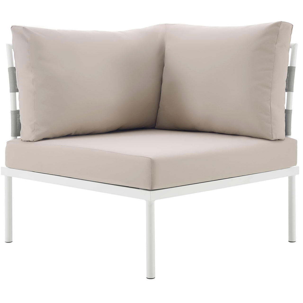 Harmonize Alfresco Corner Chair | Modular Sectional Component, White & Beige