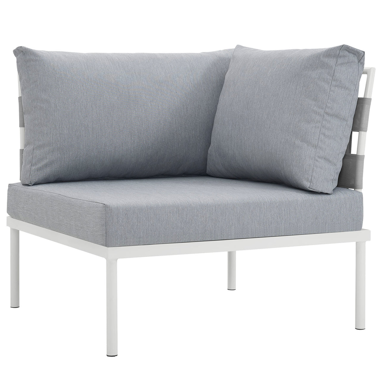 Harmonize Alfresco Corner Chair | Modular Sectional Component, White & Gray