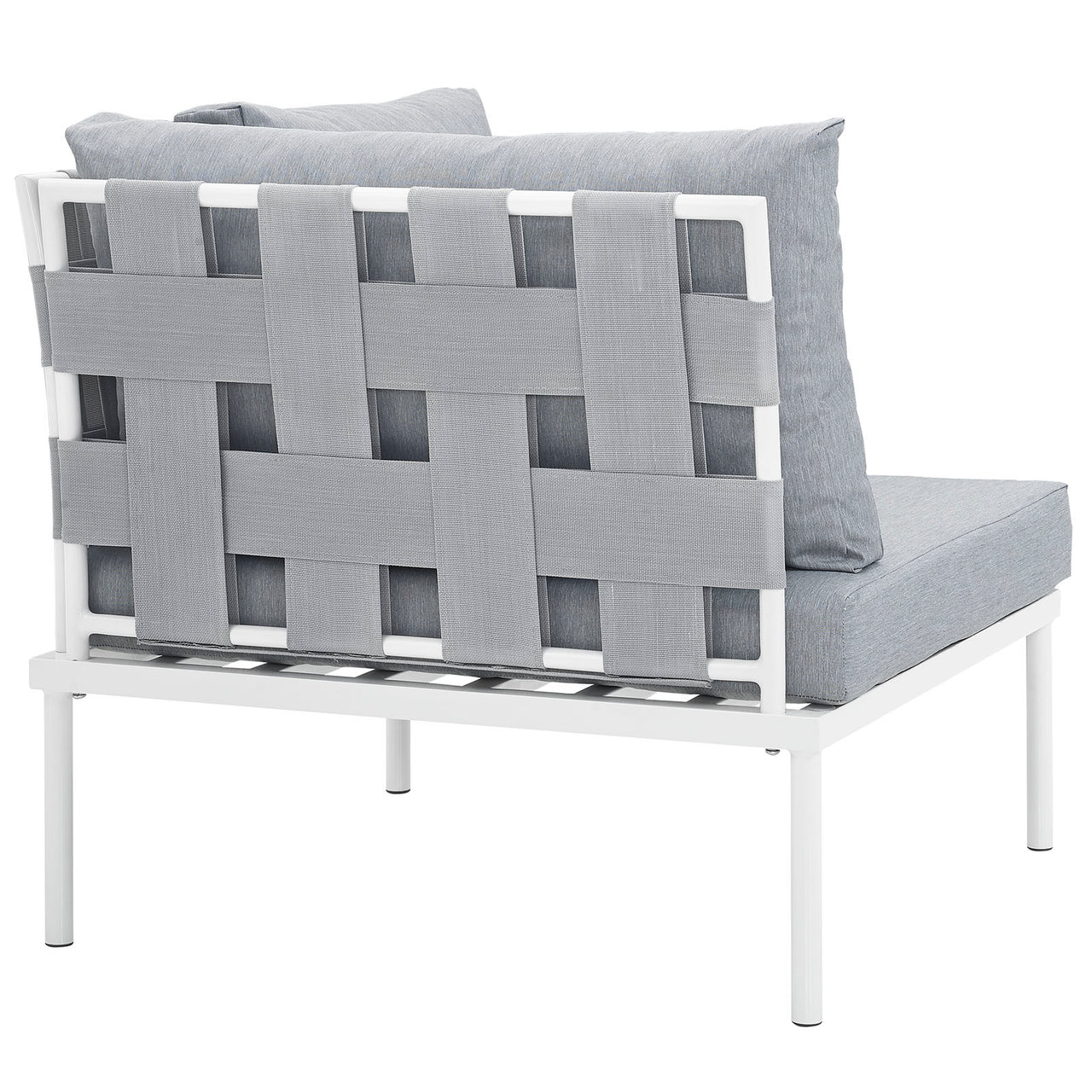 Harmonize Alfresco Corner Chair | Modular Sectional Component, White & Gray