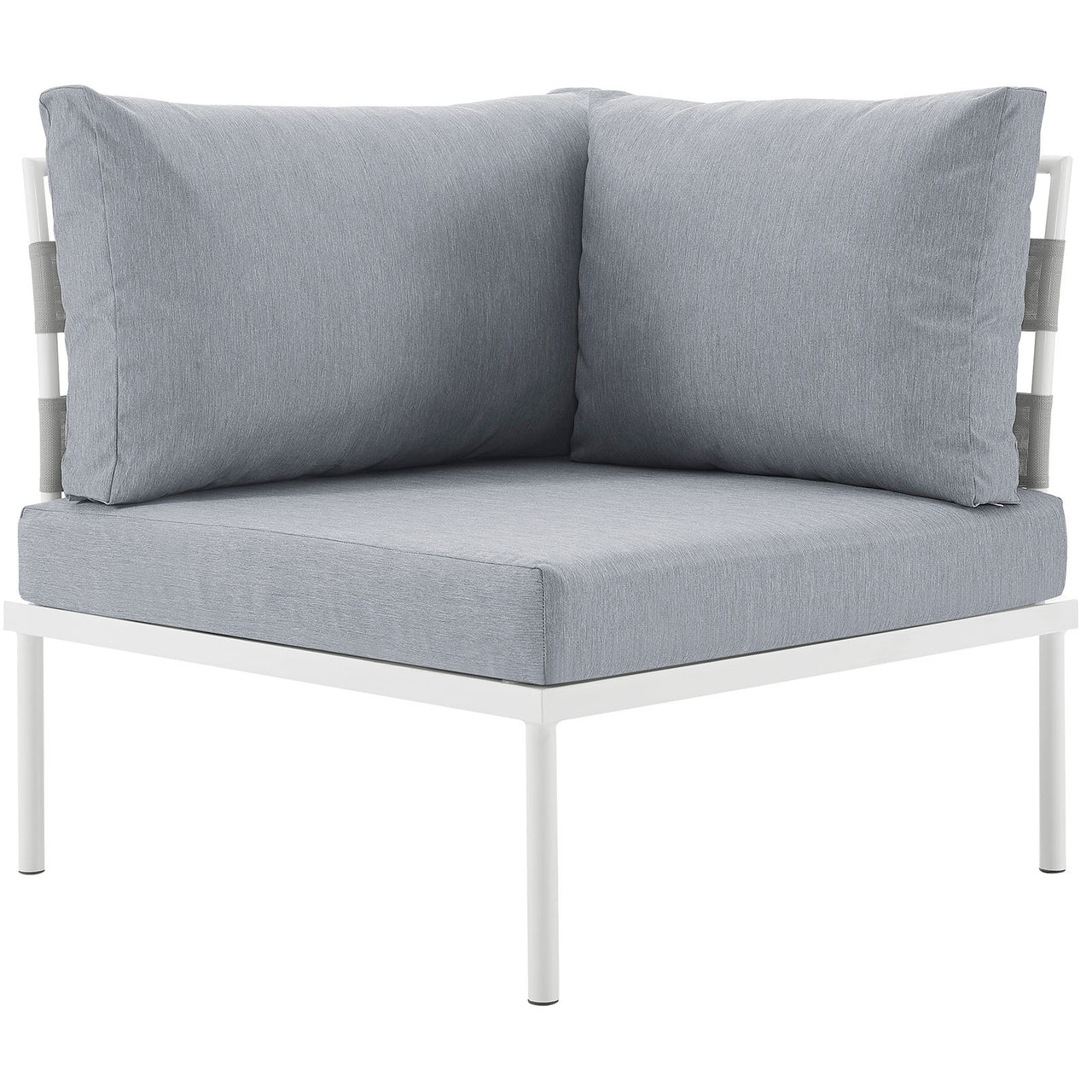 Harmonize Alfresco Corner Chair | Modular Sectional Component, White & Gray