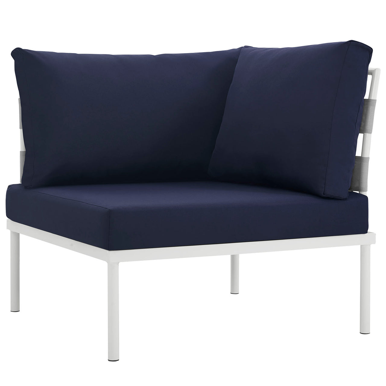 Harmonize Alfresco Corner Chair | Modular Sectional Component, White & Navy