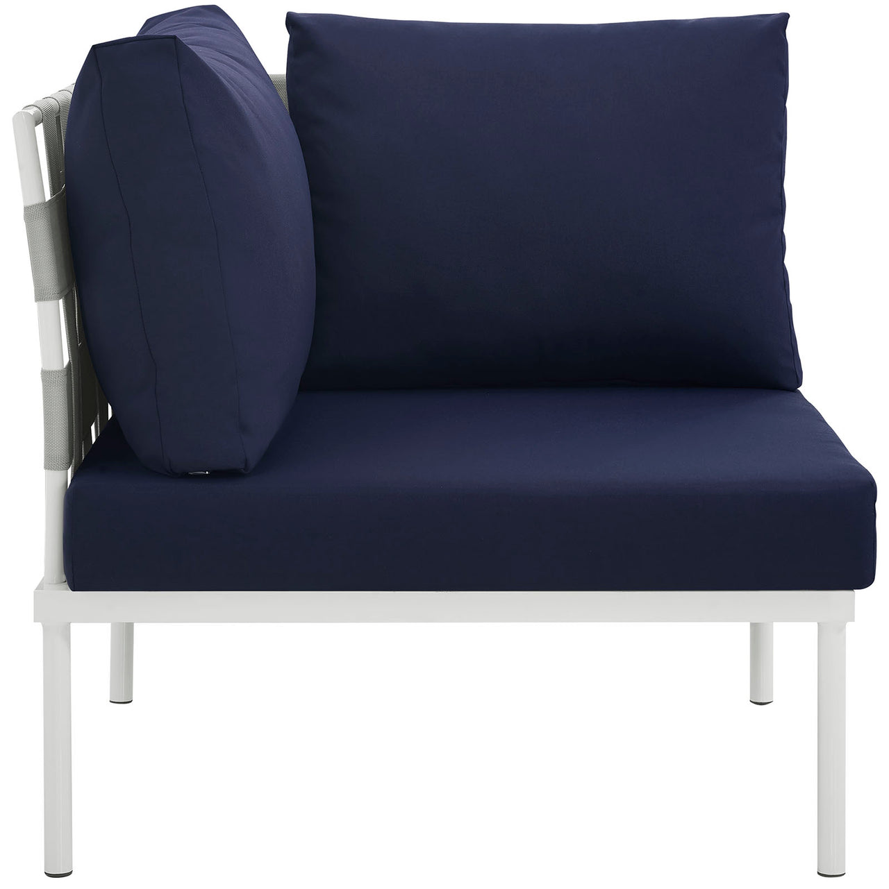 Harmonize Alfresco Corner Chair | Modular Sectional Component, White & Navy