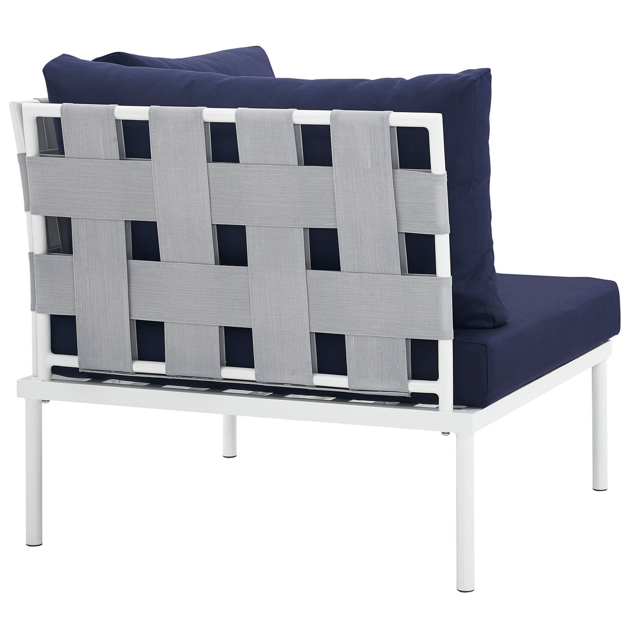 Harmonize Alfresco Corner Chair | Modular Sectional Component, White & Navy