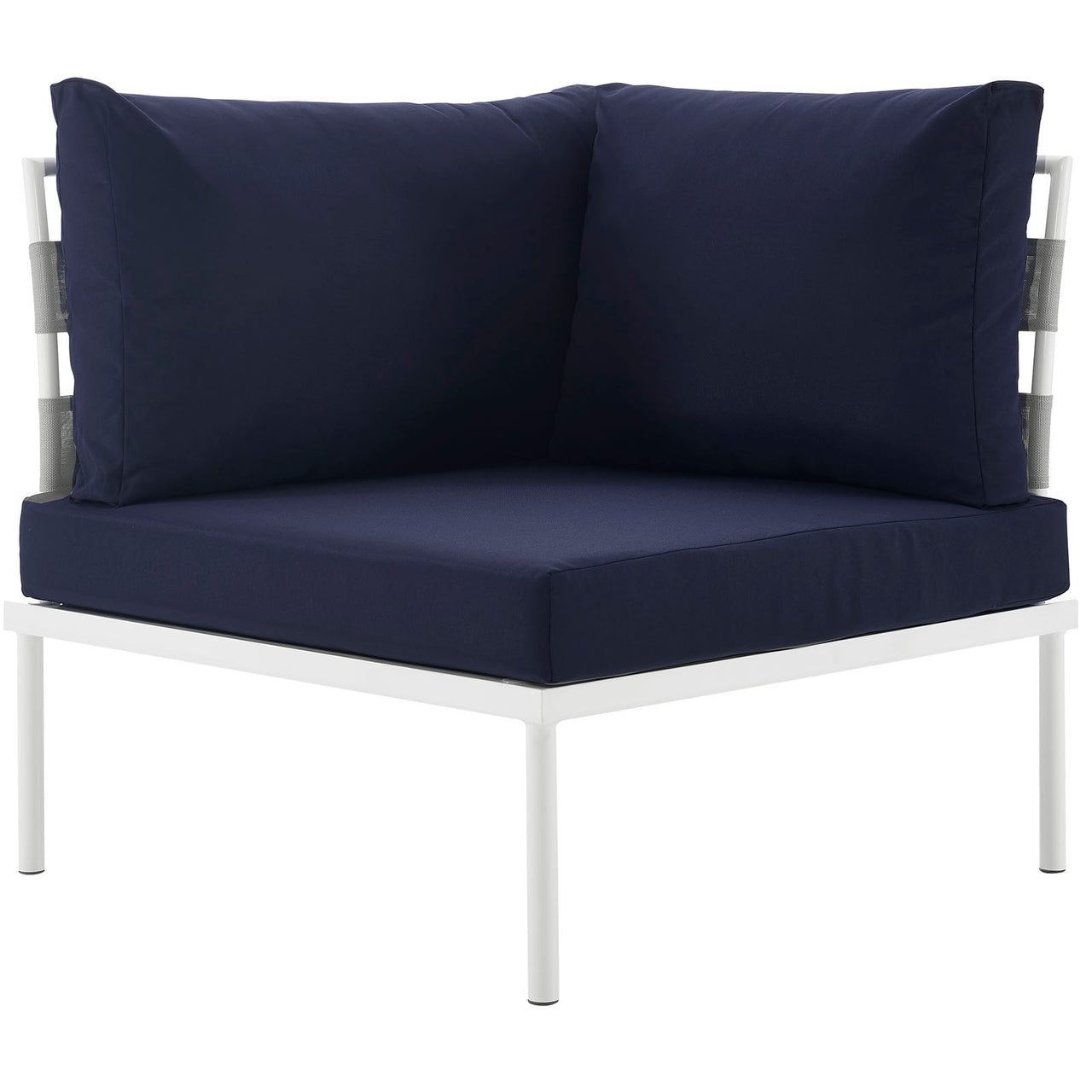 Harmonize Alfresco Corner Chair | Modular Sectional Component, White & Navy