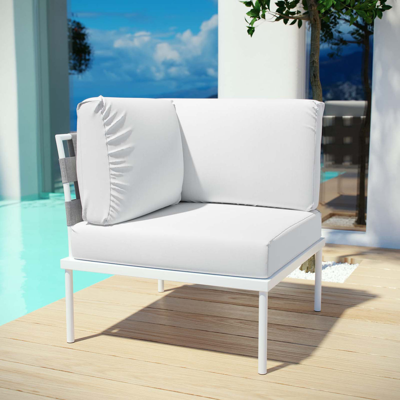 Harmonize Alfresco Corner Chair | Modular Sectional Component, White