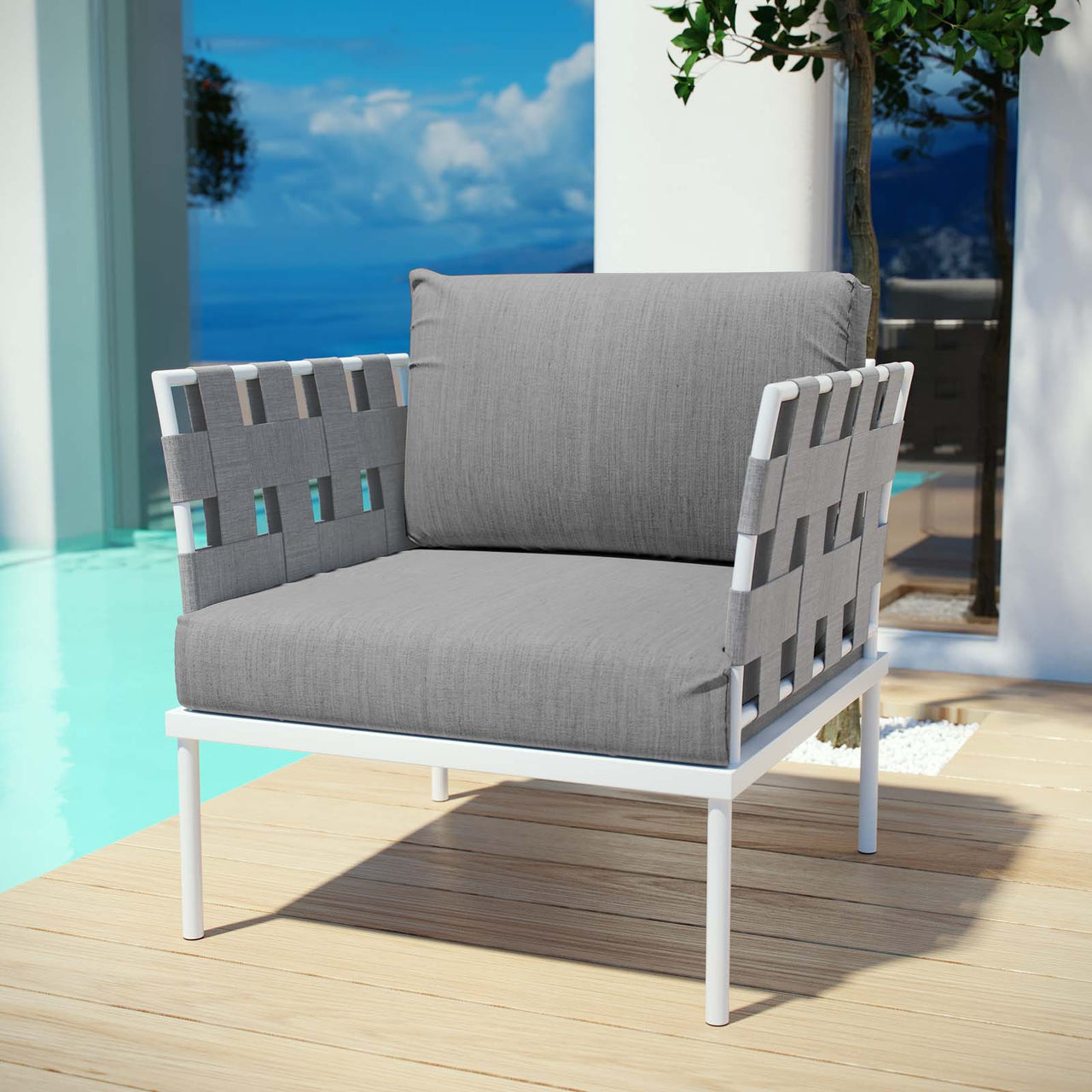 Harmonize Alfresco Armchair, White & Gray