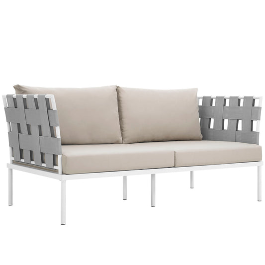 Harmonize Alfresco Loveseat, White & Beige