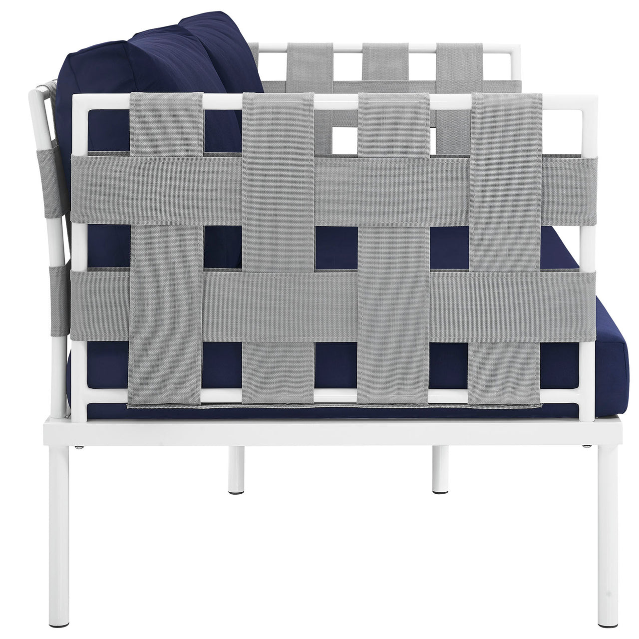 Harmonize Alfresco Loveseat, White & Navy
