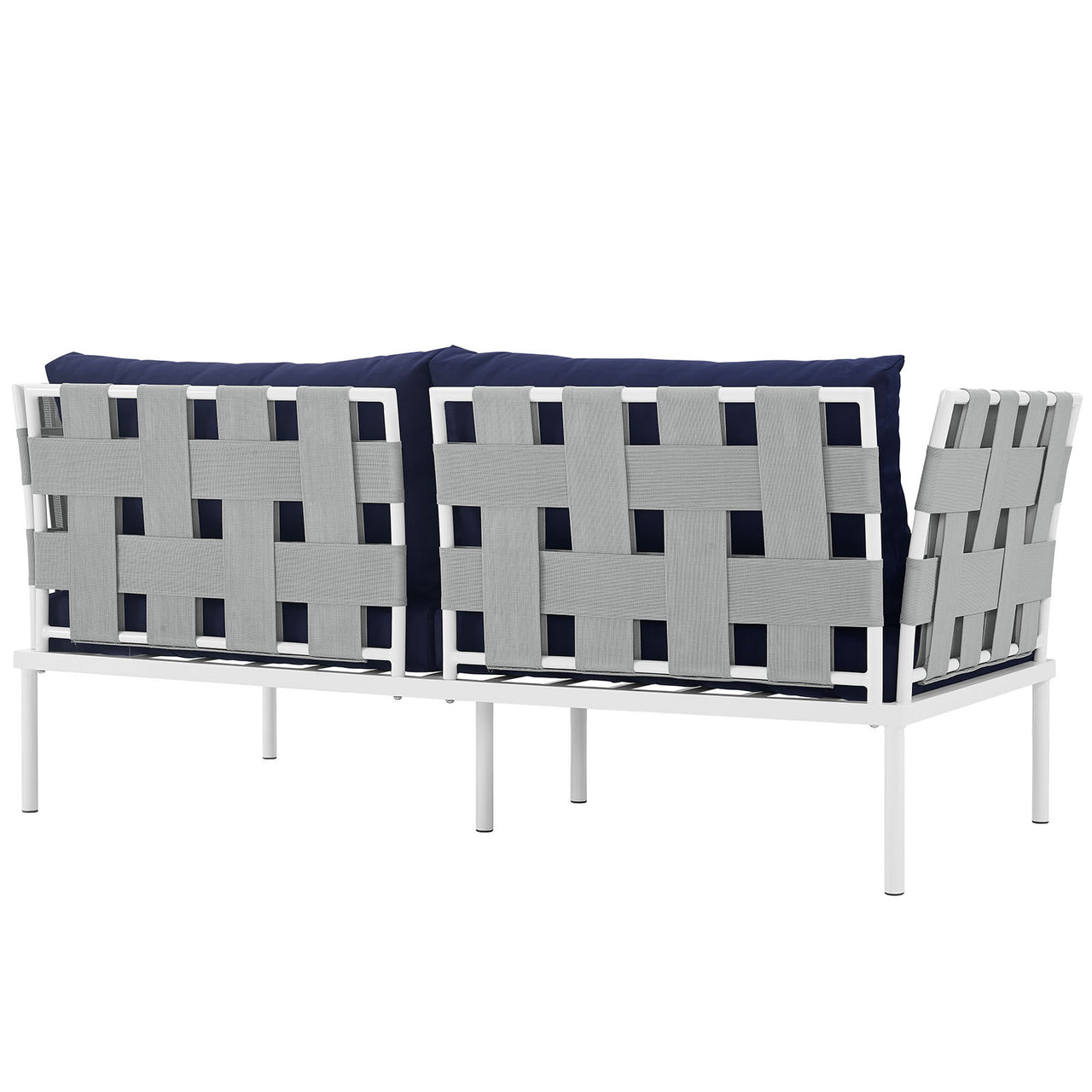 Harmonize Alfresco Loveseat, White & Navy