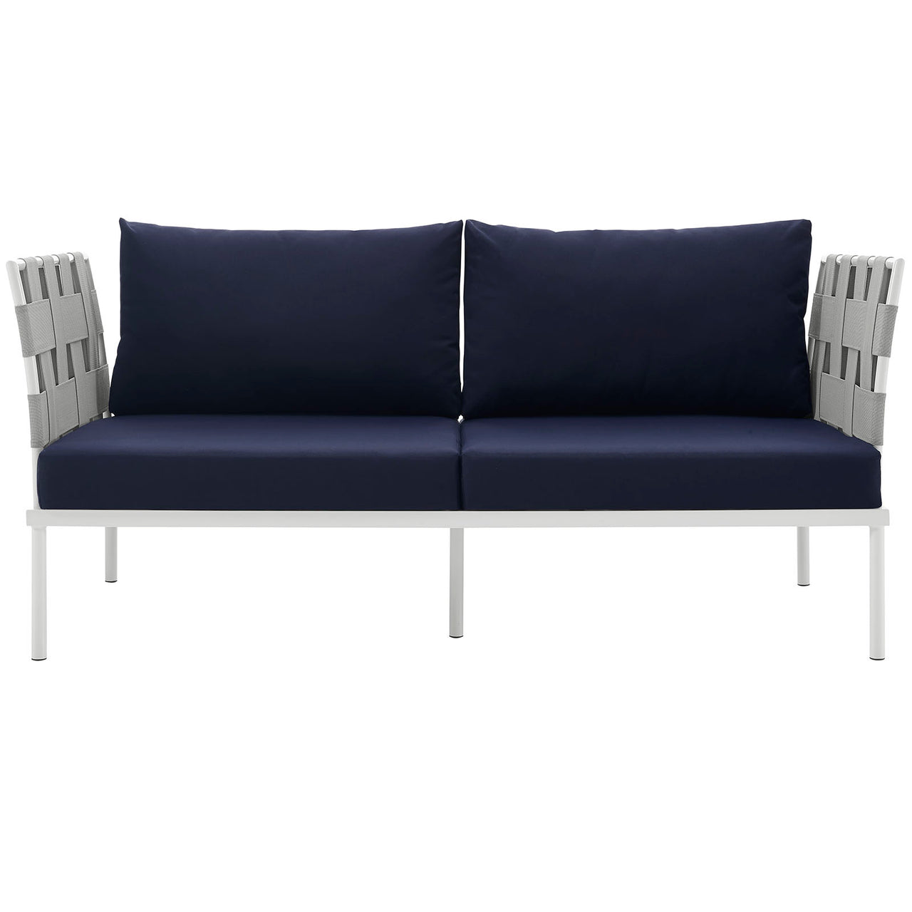 Harmonize Alfresco Loveseat, White & Navy