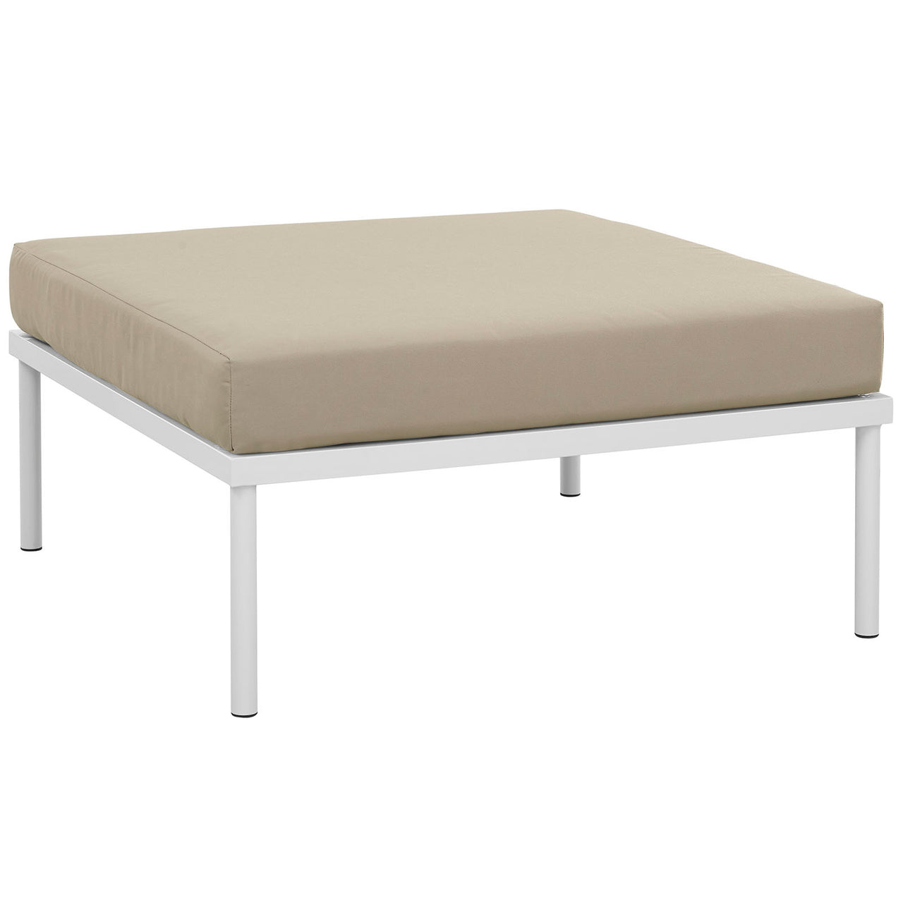 Harmonize Alfresco Ottoman | Outdoor Modular Sectional Component, White & Beige