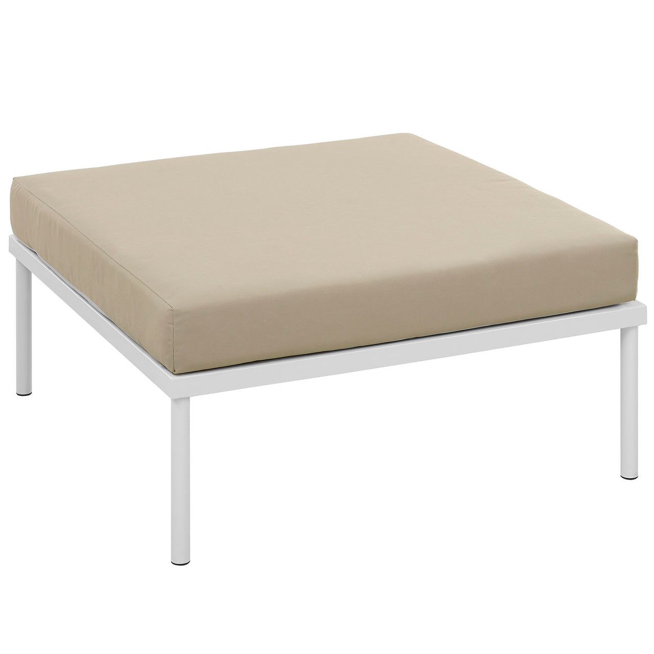 Harmonize Alfresco Ottoman | Outdoor Modular Sectional Component, White & Beige