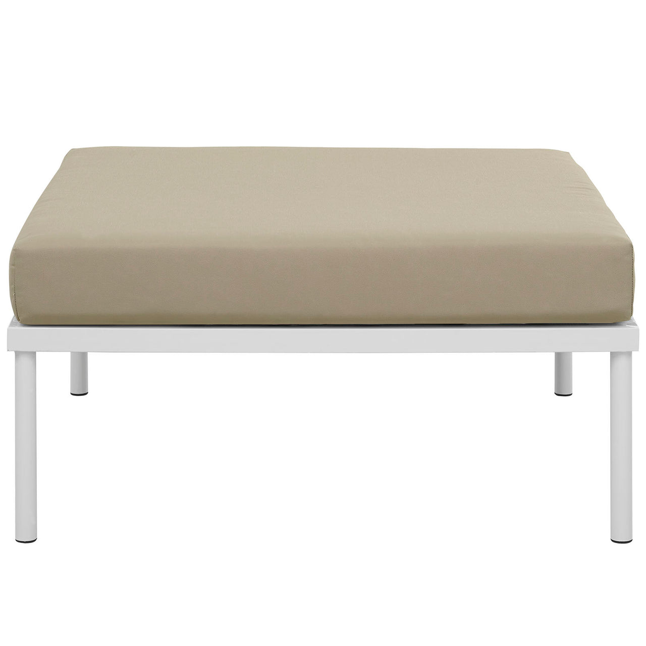 Harmonize Alfresco Ottoman | Outdoor Modular Sectional Component, White & Beige