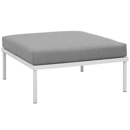 Harmonize Alfresco Ottoman | Outdoor Modular Sectional Component, White & Gray